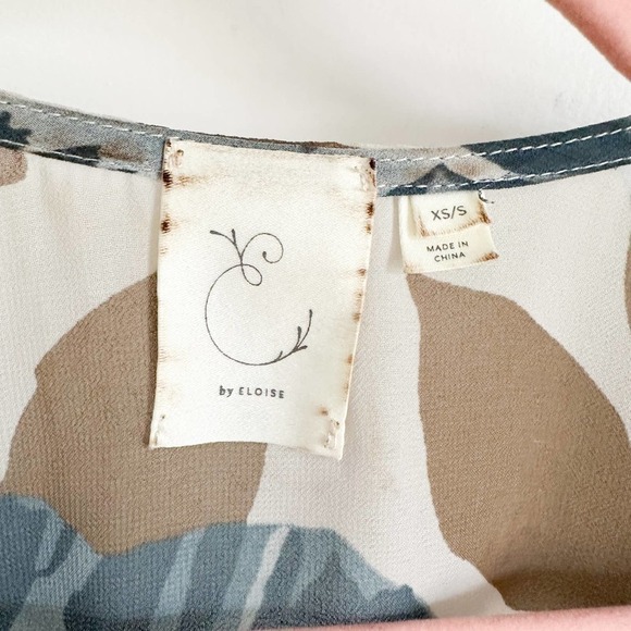 Anthropologie E by Eloise Blue Cream Floral Ruffle Trim Sheer Kimono Robe XS S - Picture 9 of 13